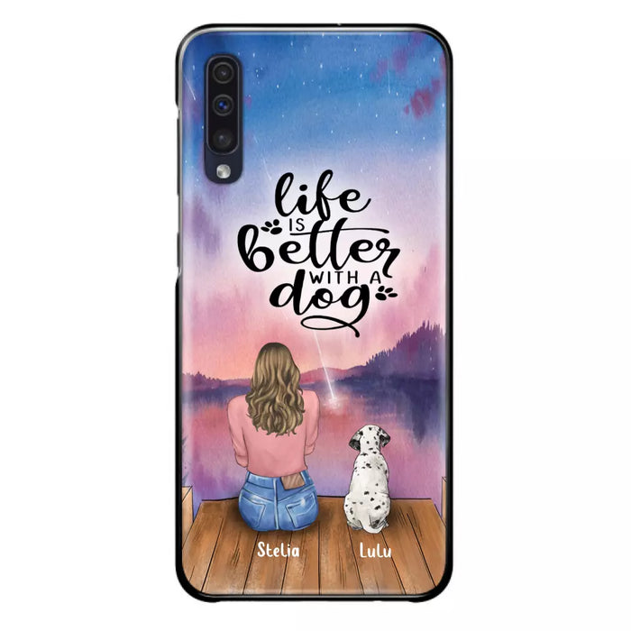 Custom Personalized Dog Mom Phone Case - Gifts For Dog Lovers With Upto 4 Dogs - Life Is Better With A Dog - Case For iPhone, Samsung And Xiaomi