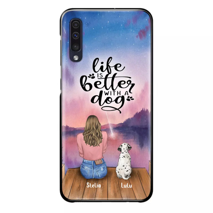 Custom Personalized Dog Mom Phone Case - Gifts For Dog Lovers With Upto 4 Dogs - Life Is Better With A Dog - Case For iPhone, Samsung And Xiaomi