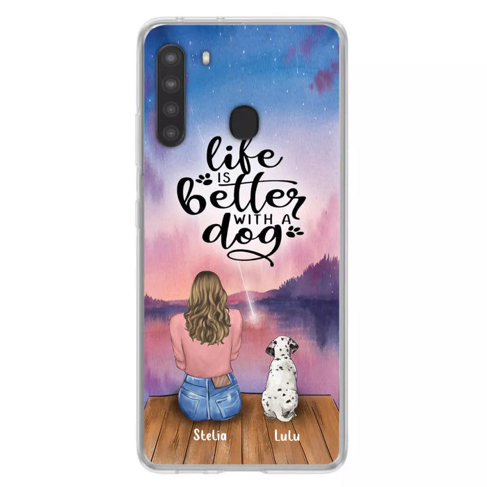 Custom Personalized Dog Mom Phone Case - Gifts For Dog Lovers With Upto 4 Dogs - Life Is Better With A Dog - Case For iPhone, Samsung And Xiaomi