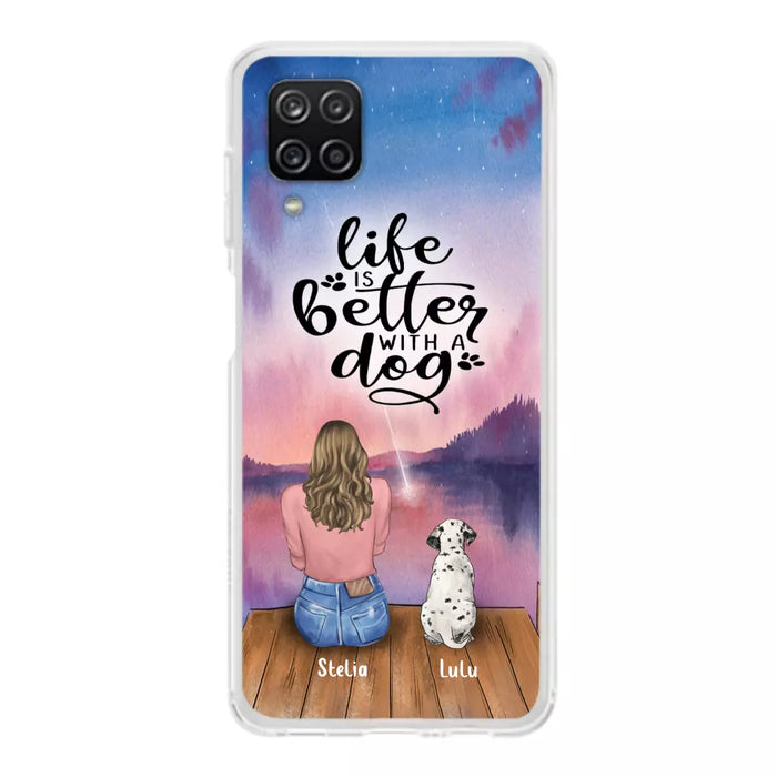 Custom Personalized Dog Mom Phone Case - Gifts For Dog Lovers With Upto 4 Dogs - Life Is Better With A Dog - Case For iPhone, Samsung And Xiaomi