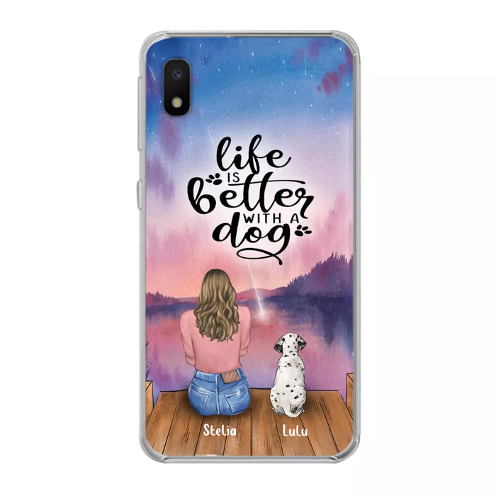 Custom Personalized Dog Mom Phone Case - Gifts For Dog Lovers With Upto 4 Dogs - Life Is Better With A Dog - Case For iPhone, Samsung And Xiaomi