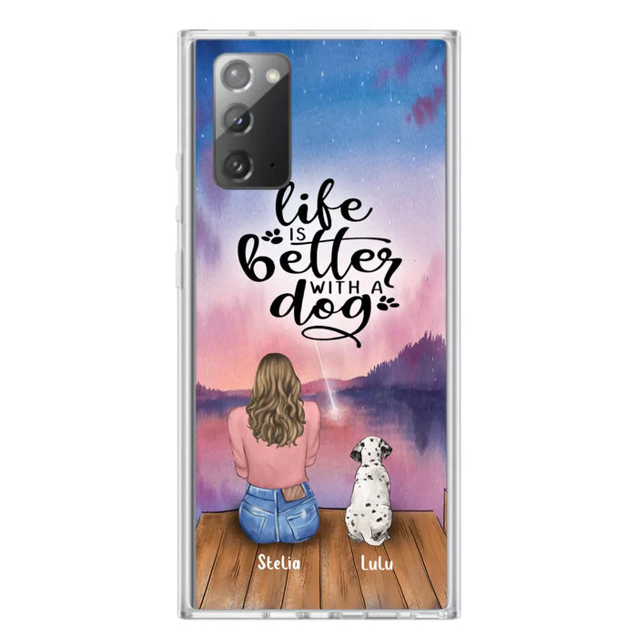 Custom Personalized Dog Mom Phone Case - Gifts For Dog Lovers With Upto 4 Dogs - Life Is Better With A Dog - Case For iPhone, Samsung And Xiaomi