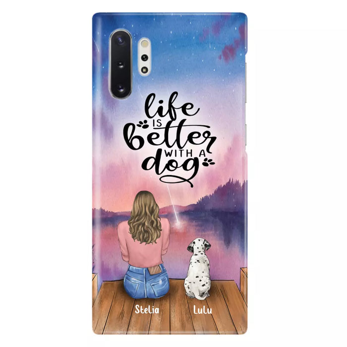 Custom Personalized Dog Mom Phone Case - Gifts For Dog Lovers With Upto 4 Dogs - Life Is Better With A Dog - Case For iPhone, Samsung And Xiaomi