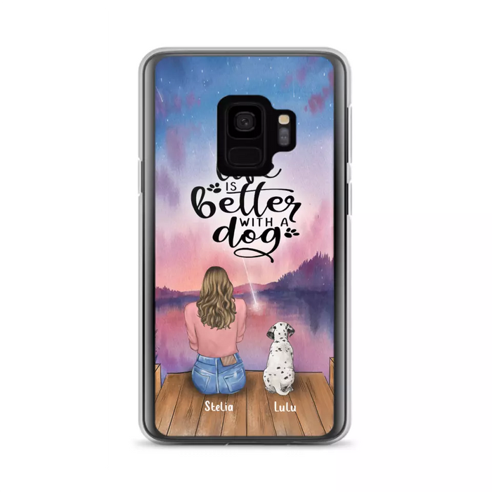 Custom Personalized Dog Mom Phone Case - Gifts For Dog Lovers With Upto 4 Dogs - Life Is Better With A Dog - Case For iPhone, Samsung And Xiaomi