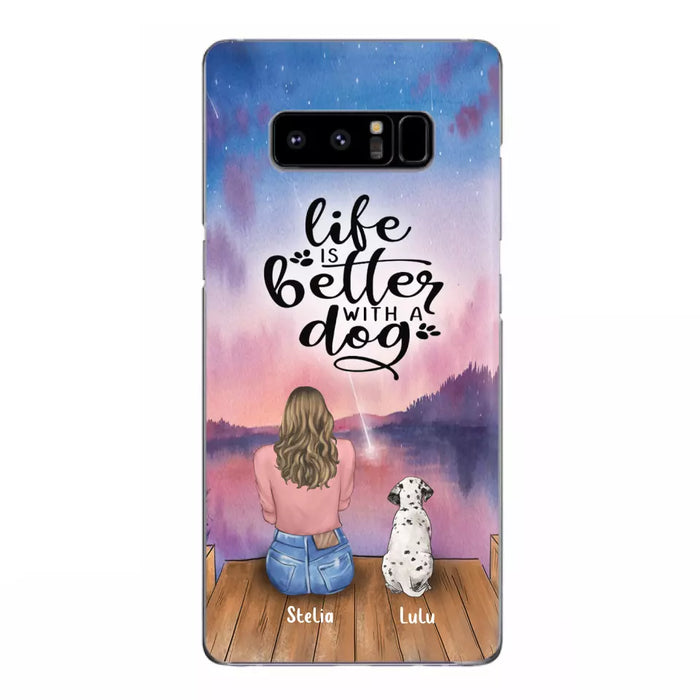 Custom Personalized Dog Mom Phone Case - Gifts For Dog Lovers With Upto 4 Dogs - Life Is Better With A Dog - Case For iPhone, Samsung And Xiaomi