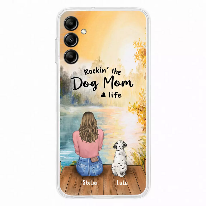 Custom Personalized Dog Mom Phone Case - Gifts For Dog Lovers With Upto 4 Dogs - Rockin' The Dog Mom Life - Case For iPhone, Samsung And Xiaomi