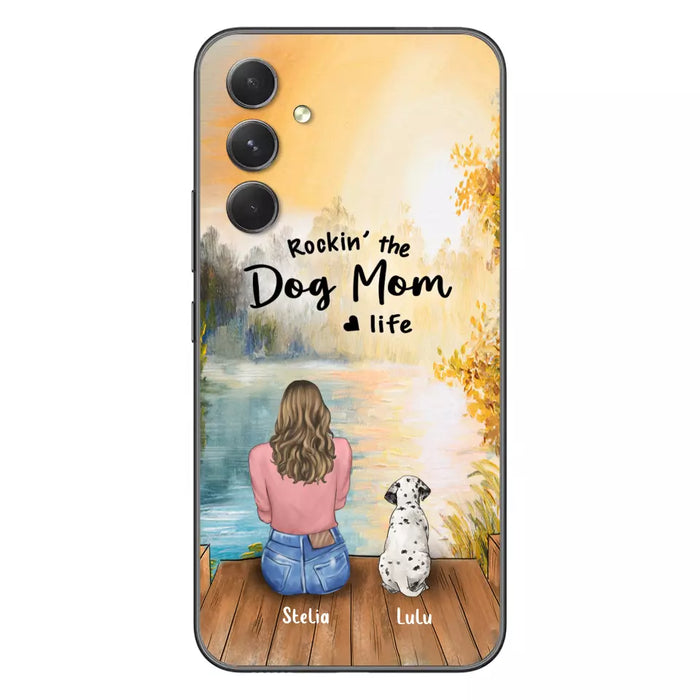 Custom Personalized Dog Mom Phone Case - Gifts For Dog Lovers With Upto 4 Dogs - Rockin' The Dog Mom Life - Case For iPhone, Samsung And Xiaomi