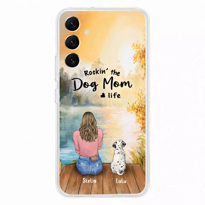 Custom Personalized Dog Mom Phone Case - Gifts For Dog Lovers With Upto 4 Dogs - Rockin' The Dog Mom Life - Case For iPhone, Samsung And Xiaomi