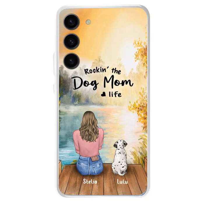 Custom Personalized Dog Mom Phone Case - Gifts For Dog Lovers With Upto 4 Dogs - Rockin' The Dog Mom Life - Case For iPhone, Samsung And Xiaomi