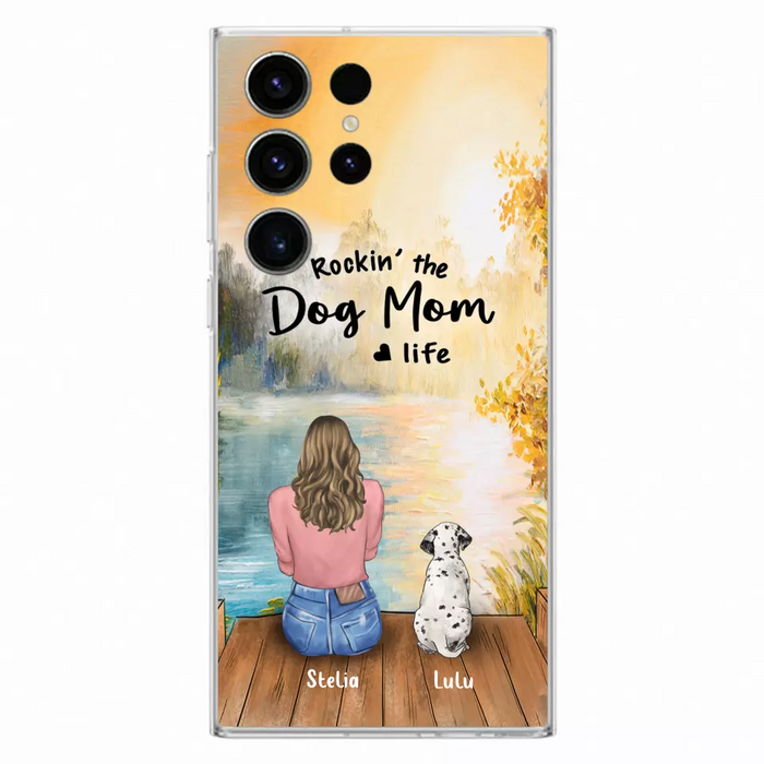 Custom Personalized Dog Mom Phone Case - Gifts For Dog Lovers With Upto 4 Dogs - Rockin' The Dog Mom Life - Case For iPhone, Samsung And Xiaomi