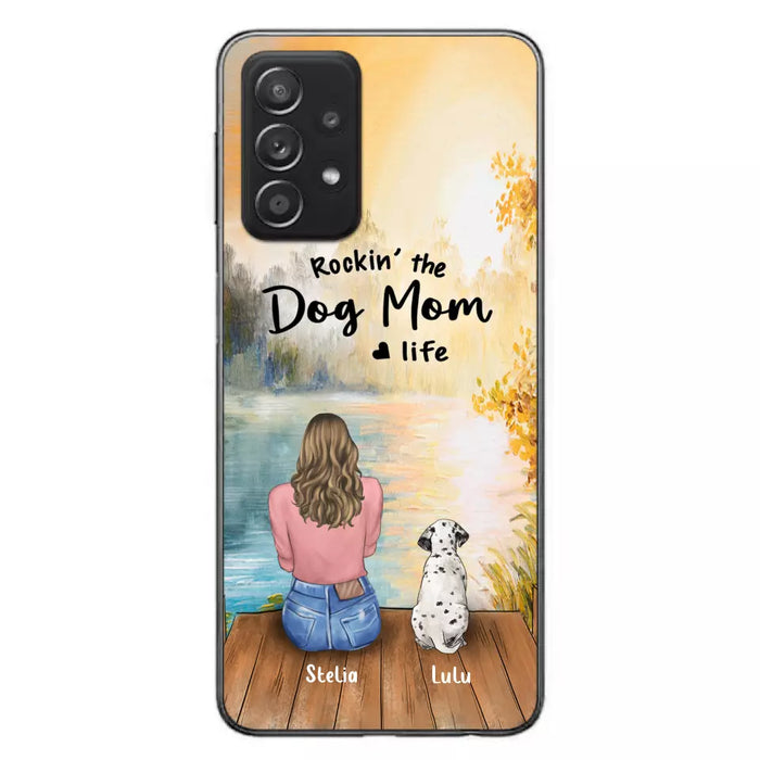 Custom Personalized Dog Mom Phone Case - Gifts For Dog Lovers With Upto 4 Dogs - Rockin' The Dog Mom Life - Case For iPhone, Samsung And Xiaomi