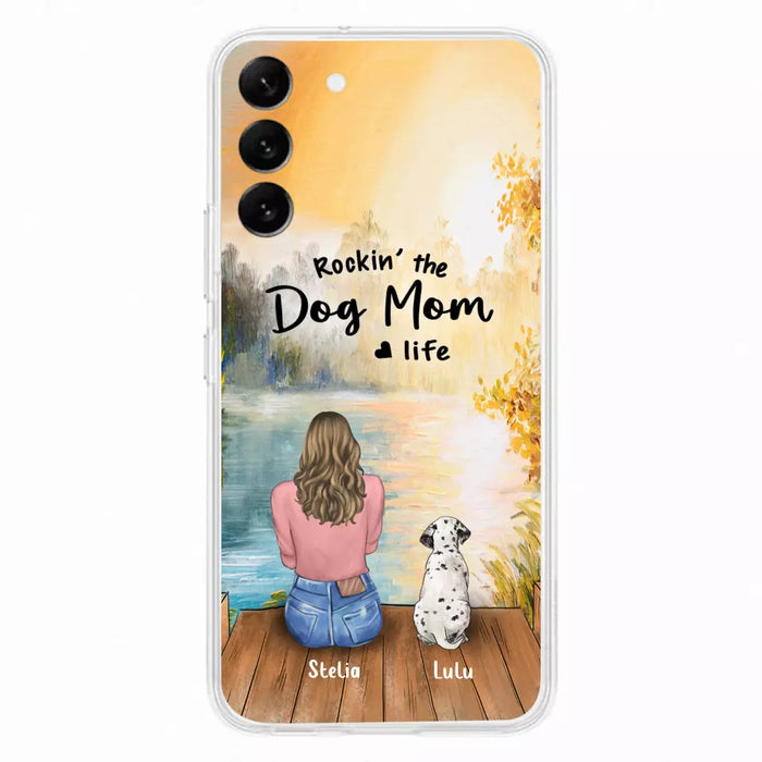 Custom Personalized Dog Mom Phone Case - Gifts For Dog Lovers With Upto 4 Dogs - Rockin' The Dog Mom Life - Case For iPhone, Samsung And Xiaomi