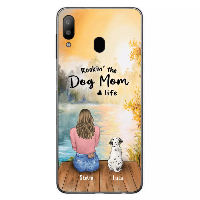 Custom Personalized Dog Mom Phone Case - Gifts For Dog Lovers With Upto 4 Dogs - Rockin' The Dog Mom Life - Case For iPhone, Samsung And Xiaomi