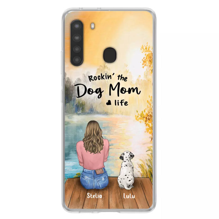 Custom Personalized Dog Mom Phone Case - Gifts For Dog Lovers With Upto 4 Dogs - Rockin' The Dog Mom Life - Case For iPhone, Samsung And Xiaomi