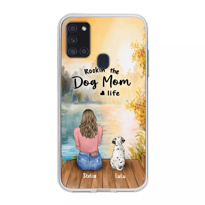 Custom Personalized Dog Mom Phone Case - Gifts For Dog Lovers With Upto 4 Dogs - Rockin' The Dog Mom Life - Case For iPhone, Samsung And Xiaomi