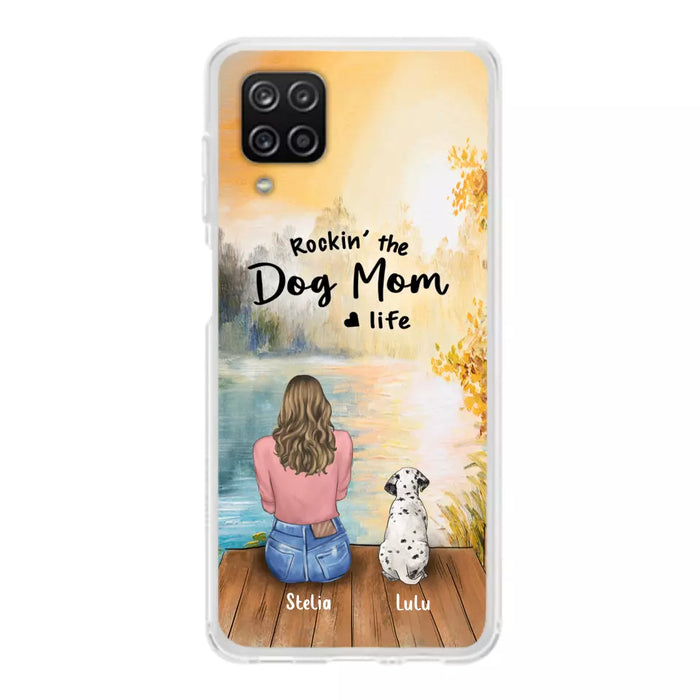 Custom Personalized Dog Mom Phone Case - Gifts For Dog Lovers With Upto 4 Dogs - Rockin' The Dog Mom Life - Case For iPhone, Samsung And Xiaomi