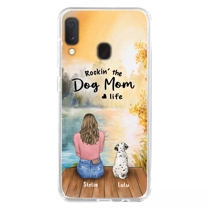 Custom Personalized Dog Mom Phone Case - Gifts For Dog Lovers With Upto 4 Dogs - Rockin' The Dog Mom Life - Case For iPhone, Samsung And Xiaomi