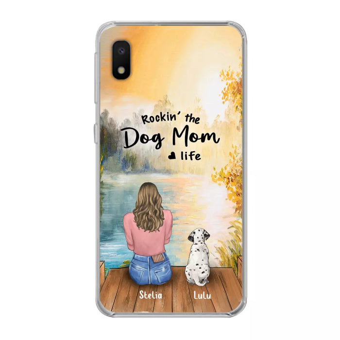 Custom Personalized Dog Mom Phone Case - Gifts For Dog Lovers With Upto 4 Dogs - Rockin' The Dog Mom Life - Case For iPhone, Samsung And Xiaomi