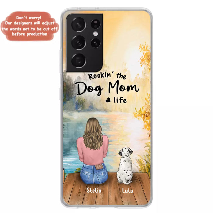 Custom Personalized Dog Mom Phone Case - Gifts For Dog Lovers With Upto 4 Dogs - Rockin' The Dog Mom Life - Case For iPhone, Samsung And Xiaomi