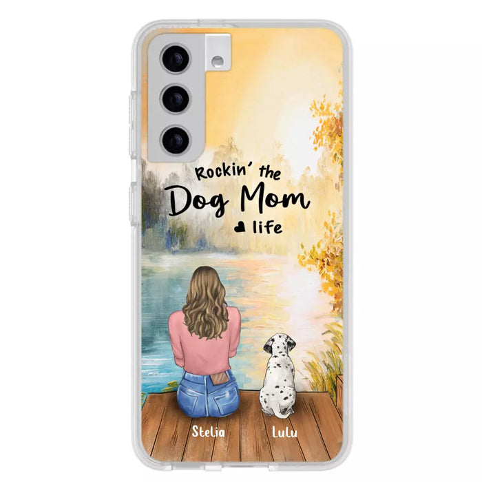 Custom Personalized Dog Mom Phone Case - Gifts For Dog Lovers With Upto 4 Dogs - Rockin' The Dog Mom Life - Case For iPhone, Samsung And Xiaomi