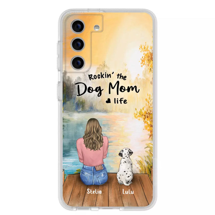 Custom Personalized Dog Mom Phone Case - Gifts For Dog Lovers With Upto 4 Dogs - Rockin' The Dog Mom Life - Case For iPhone, Samsung And Xiaomi