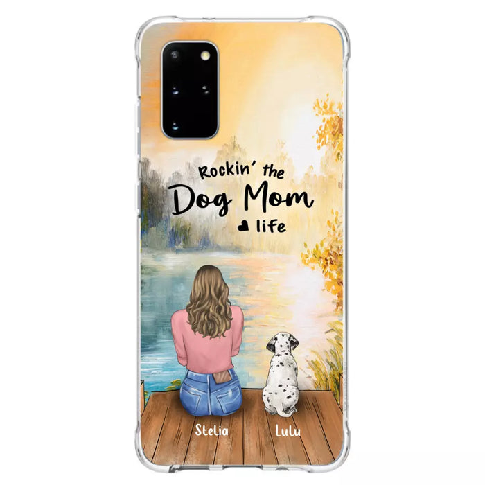 Custom Personalized Dog Mom Phone Case - Gifts For Dog Lovers With Upto 4 Dogs - Rockin' The Dog Mom Life - Case For iPhone, Samsung And Xiaomi