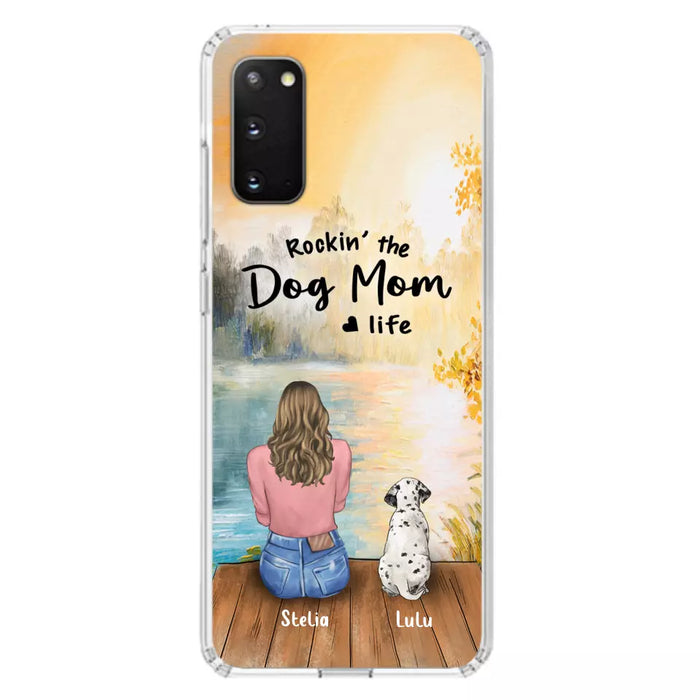 Custom Personalized Dog Mom Phone Case - Gifts For Dog Lovers With Upto 4 Dogs - Rockin' The Dog Mom Life - Case For iPhone, Samsung And Xiaomi