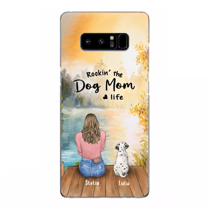 Custom Personalized Dog Mom Phone Case - Gifts For Dog Lovers With Upto 4 Dogs - Rockin' The Dog Mom Life - Case For iPhone, Samsung And Xiaomi