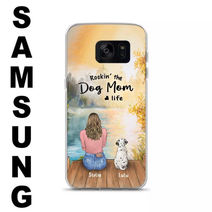 Custom Personalized Dog Mom Phone Case - Gifts For Dog Lovers With Upto 4 Dogs - Rockin' The Dog Mom Life - Case For iPhone, Samsung And Xiaomi