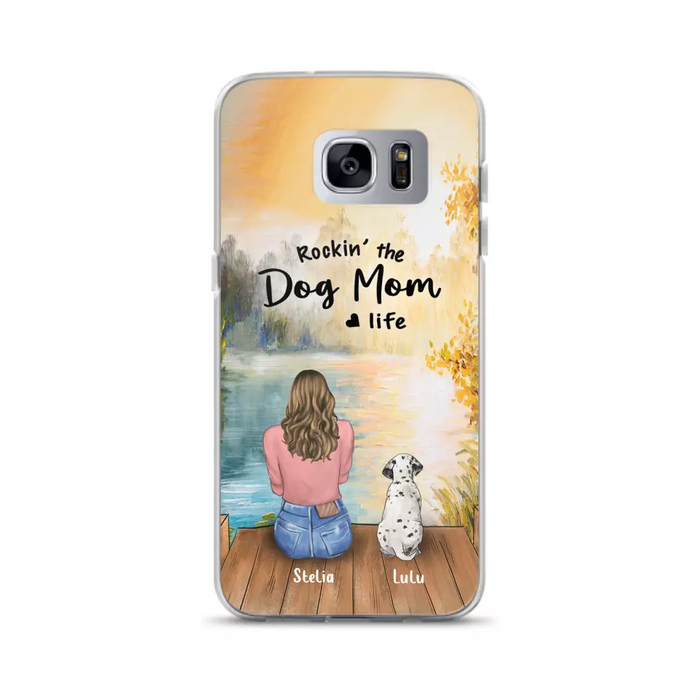 Custom Personalized Dog Mom Phone Case - Gifts For Dog Lovers With Upto 4 Dogs - Rockin' The Dog Mom Life - Case For iPhone, Samsung And Xiaomi