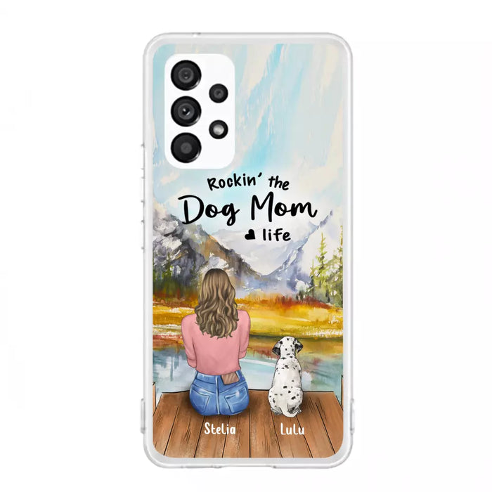 Custom Personalized Dog Mom Phone Case - Gifts For Dog Lovers With Upto 4 Dogs - Rockin' The Dog Mom Life - Case For iPhone, Samsung And Xiaomi