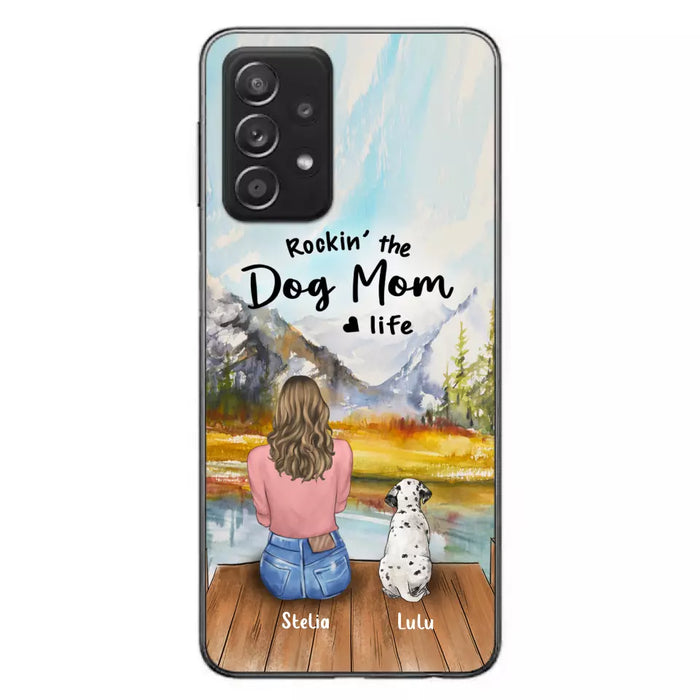 Custom Personalized Dog Mom Phone Case - Gifts For Dog Lovers With Upto 4 Dogs - Rockin' The Dog Mom Life - Case For iPhone, Samsung And Xiaomi