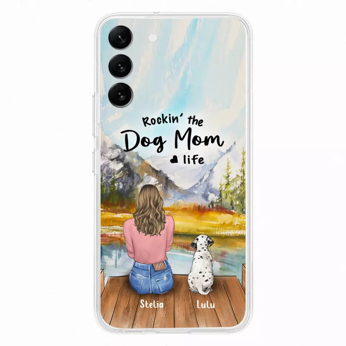 Custom Personalized Dog Mom Phone Case - Gifts For Dog Lovers With Upto 4 Dogs - Rockin' The Dog Mom Life - Case For iPhone, Samsung And Xiaomi