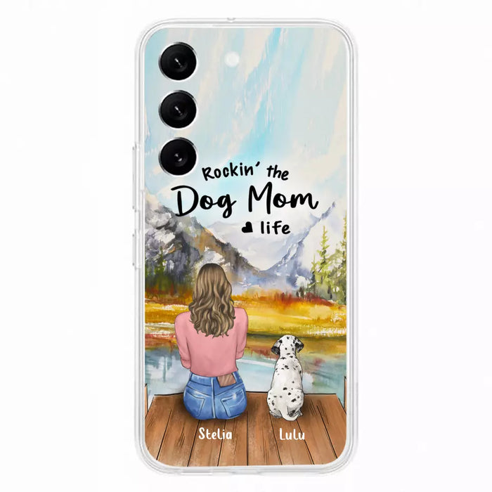 Custom Personalized Dog Mom Phone Case - Gifts For Dog Lovers With Upto 4 Dogs - Rockin' The Dog Mom Life - Case For iPhone, Samsung And Xiaomi