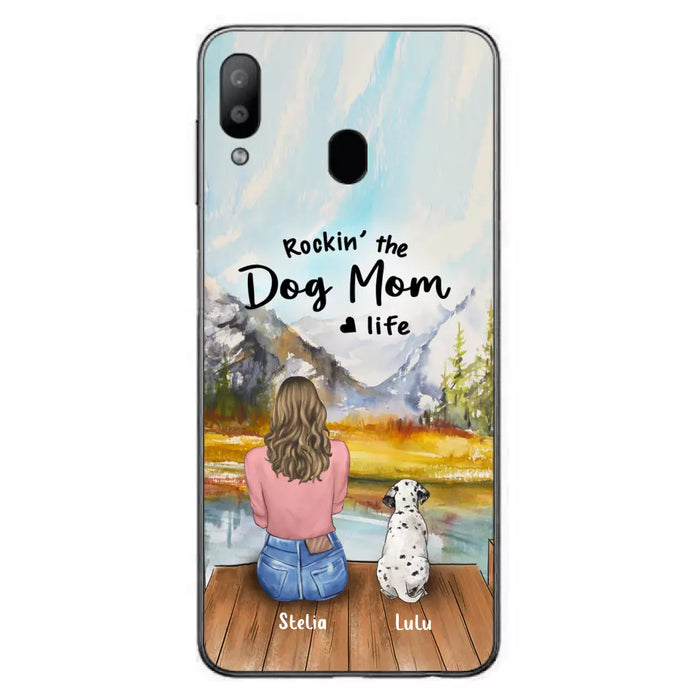 Custom Personalized Dog Mom Phone Case - Gifts For Dog Lovers With Upto 4 Dogs - Rockin' The Dog Mom Life - Case For iPhone, Samsung And Xiaomi