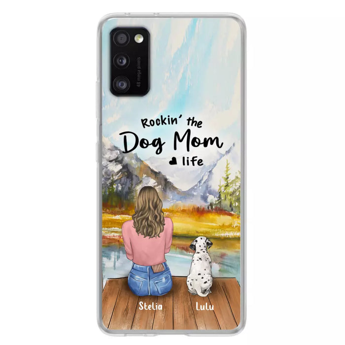 Custom Personalized Dog Mom Phone Case - Gifts For Dog Lovers With Upto 4 Dogs - Rockin' The Dog Mom Life - Case For iPhone, Samsung And Xiaomi