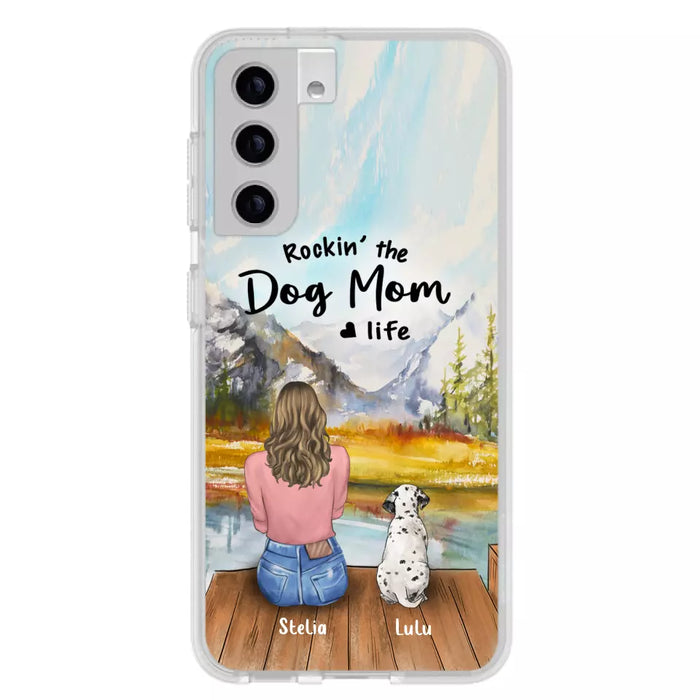 Custom Personalized Dog Mom Phone Case - Gifts For Dog Lovers With Upto 4 Dogs - Rockin' The Dog Mom Life - Case For iPhone, Samsung And Xiaomi