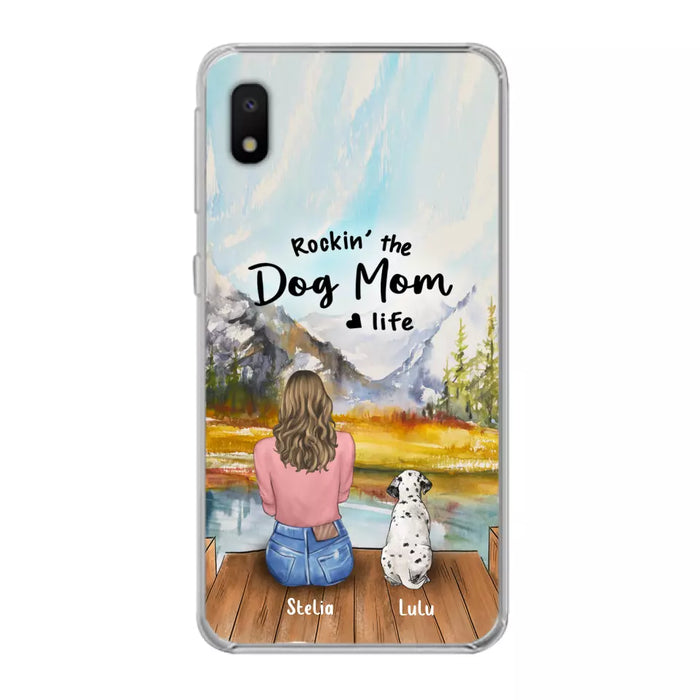 Custom Personalized Dog Mom Phone Case - Gifts For Dog Lovers With Upto 4 Dogs - Rockin' The Dog Mom Life - Case For iPhone, Samsung And Xiaomi