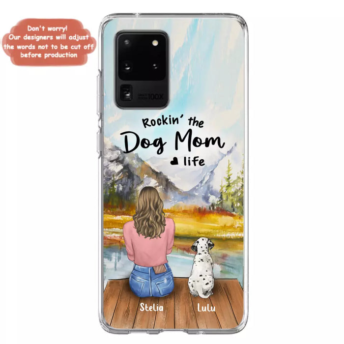 Custom Personalized Dog Mom Phone Case - Gifts For Dog Lovers With Upto 4 Dogs - Rockin' The Dog Mom Life - Case For iPhone, Samsung And Xiaomi