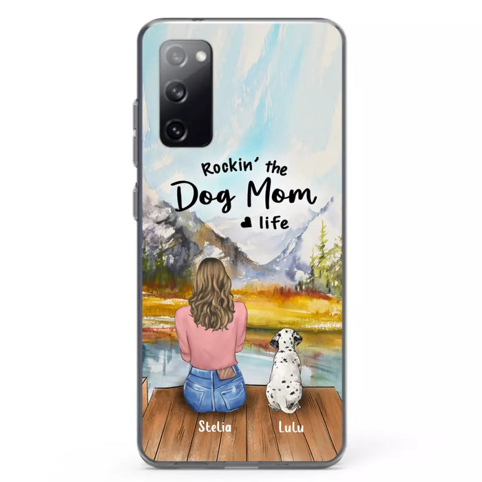 Custom Personalized Dog Mom Phone Case - Gifts For Dog Lovers With Upto 4 Dogs - Rockin' The Dog Mom Life - Case For iPhone, Samsung And Xiaomi