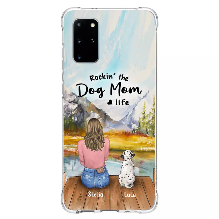 Custom Personalized Dog Mom Phone Case - Gifts For Dog Lovers With Upto 4 Dogs - Rockin' The Dog Mom Life - Case For iPhone, Samsung And Xiaomi