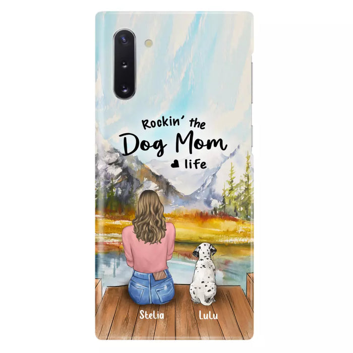 Custom Personalized Dog Mom Phone Case - Gifts For Dog Lovers With Upto 4 Dogs - Rockin' The Dog Mom Life - Case For iPhone, Samsung And Xiaomi