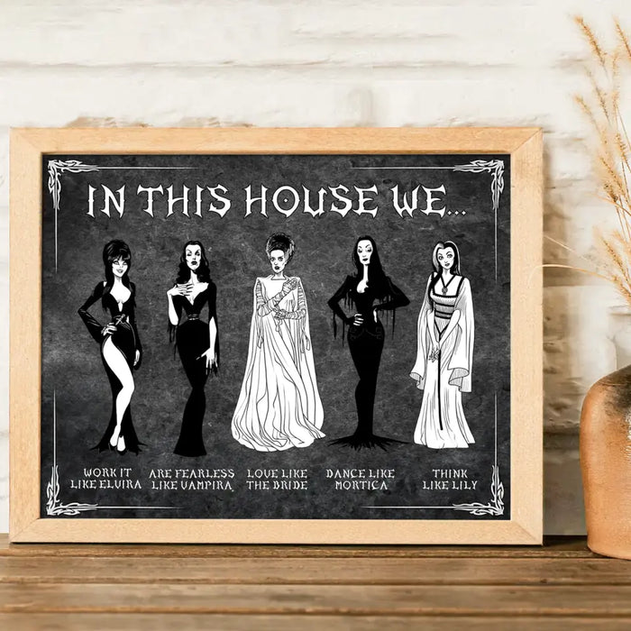 Custom Personalized Horizontal Poster Gift Idea For Halloween - In This House We Are Fearless Like Vampira