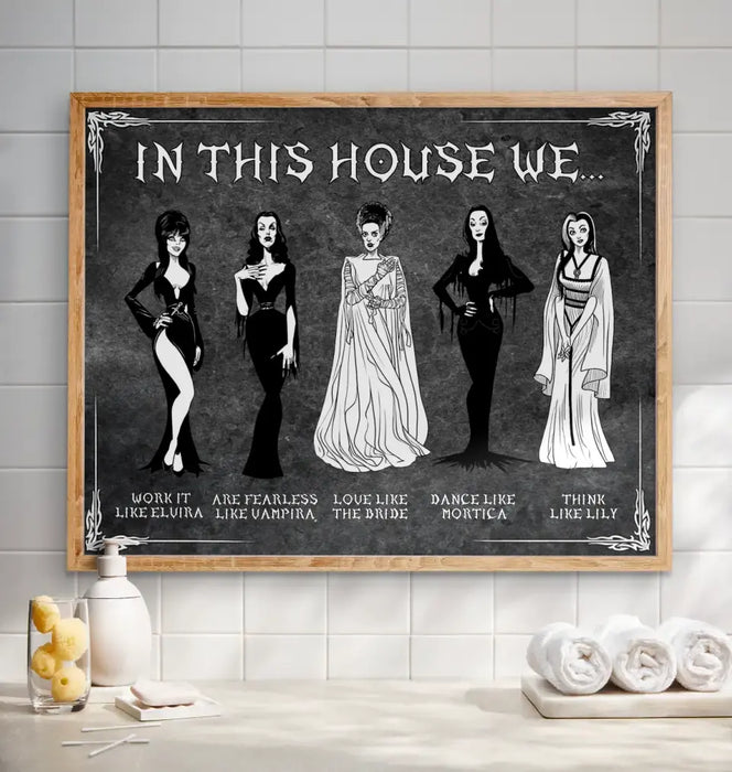 Custom Personalized Horizontal Poster Gift Idea For Halloween - In This House We Are Fearless Like Vampira