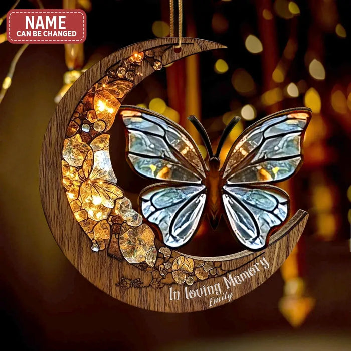 Custom Personalized Memorial Butterfly Wooden Ornament - Memorial Gift Idea For Family Member - Forever In My Heart