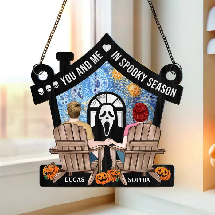 Custom Personalized Couple Spooky Season Hanging Suncatcher Ornament - Gift Idea For Couple - You And Me