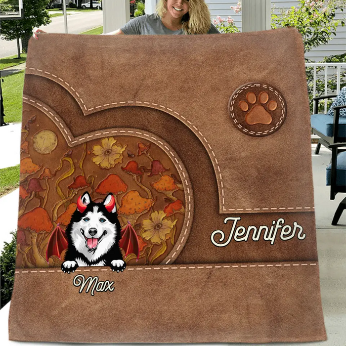 Custom Personalized Dog Halloween Fleece Throw Blanket/ Quilt Blanket - Gift Idea For Dog Lover - Upto 6 Dogs