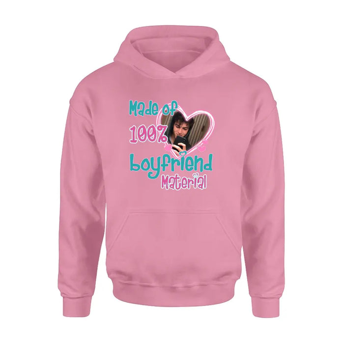 Custom Personalized Boyfriend Material T-shirt/ Long Sleeve/ Sweatshirt/ Hoodie - Upload Photo - Couple Gift Idea