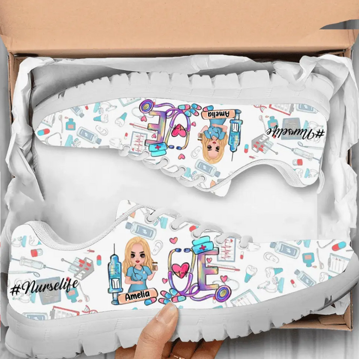 Custom Personalized Nurse Sneakers - Gift Idea For Nurse - Love Nurse Life