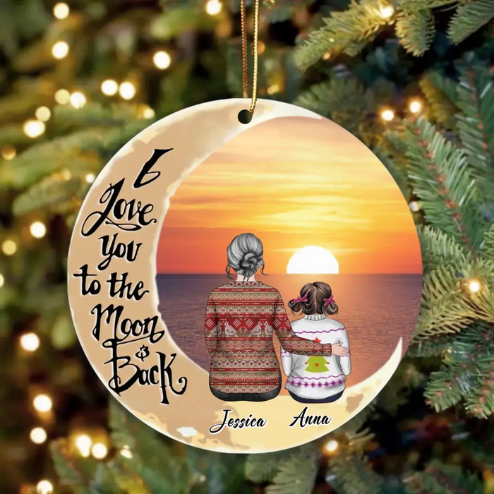 Custom Personalized Grandma Kids Acrylic Ornament - Christmas Gift Idea For Grandma - Upto 3 Kids - I Love You To The Moon & Back